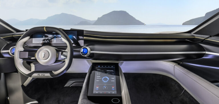 Luxury Pura Vision design concept unveiled by Automobili Pininfarina, with wine cooler and panoramic glass roof