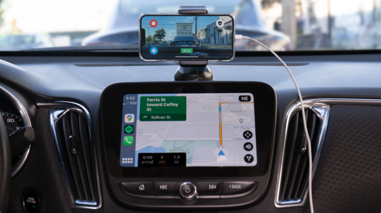 Phone acting as a dash camera from Driver Technologies.