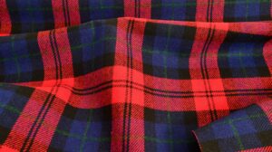 Red and blue tartan.