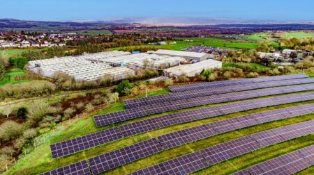Scottish Leather Group's solar photovoltaic array at its production facility in Bridge of Weir, Scotland.