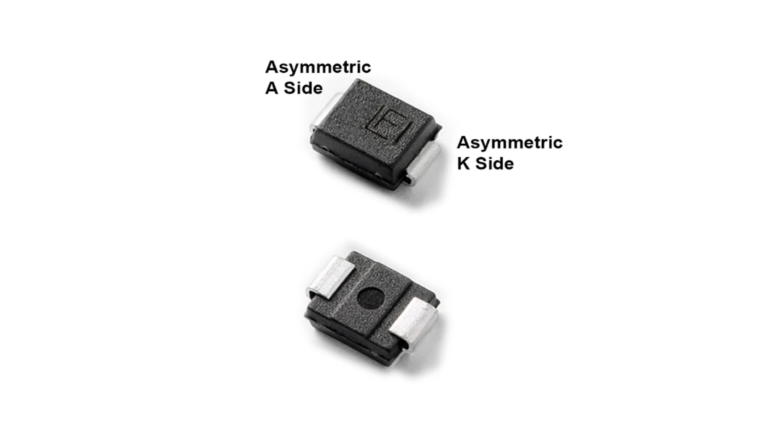 Littelfuse presents TPSMB Asymmetrical TVS diodes that reduce conduction loss and BOM cost in 12V battery systems The TPSMB Asymmetrical TVS diodes from Littelfuse shown against a white background