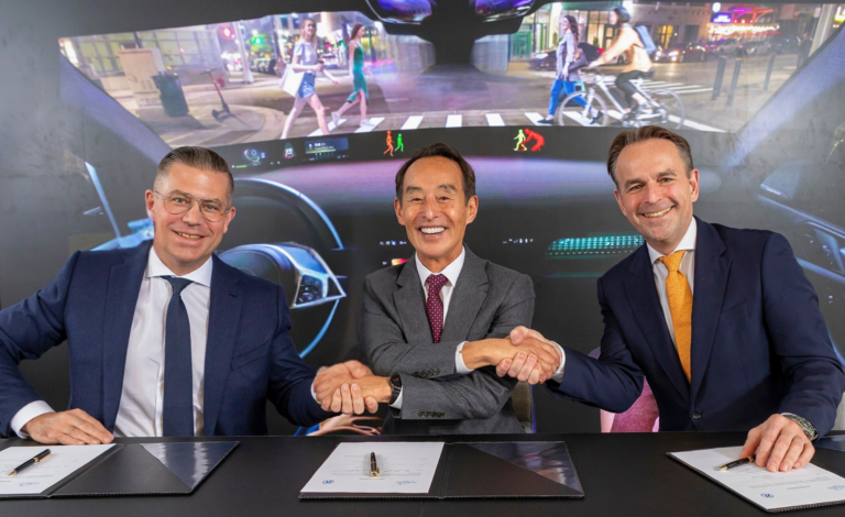Harman acquires ZF ADAS arm to strengthen digital cockpit Mathias Miedreich, CEO of ZF Group (left), Young Sohn, chairman of the board of directors, Harman and senior advisor, Samsung Electronics (middle), and Christian Sobottka, CEO and president, automotive division, Harman (right) shake hands after the signing of the deal.