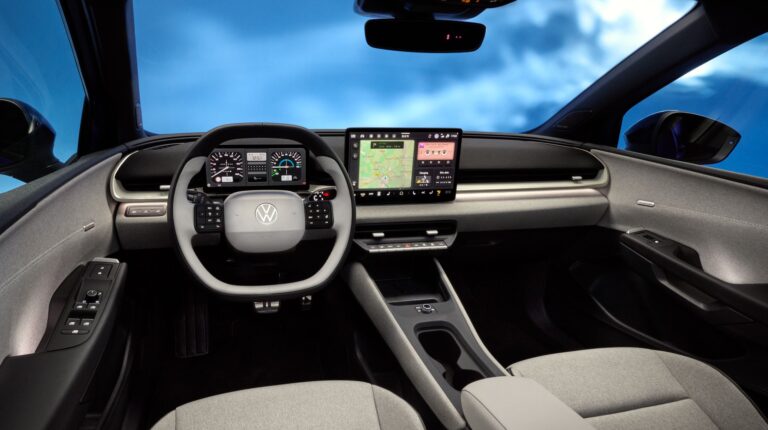 Volkswagen reveals next-generation ID. Polo interior The interior of the new Volkswagen ID Polo, showing the steering wheel, infotainment cluster, touchscreen display and haptic controls.