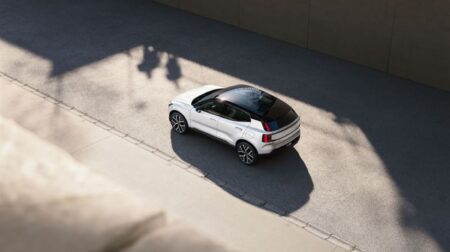 The 2026 MY Volvo EX30 parked in the sun.