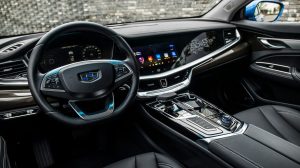 Interior dash and control center of a car.