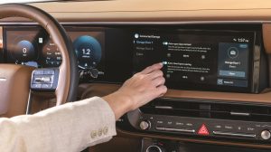 A Hyundai Palisade driver sets up the Hyundai myQ Auto-Close Upon Leaving feature in Mission Viejo, Calif., on March 12, 2026