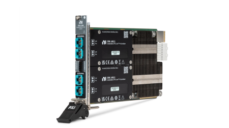 Emerson launches NI-powered modular testing architecture for display and camera systems The The NI PXIe-1480 carrier module pictured in profile against a white background.