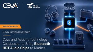 Graphic demonstrating the operation and benefits of the Ceva and Actions Technology Bluetooth HDT audio chips.